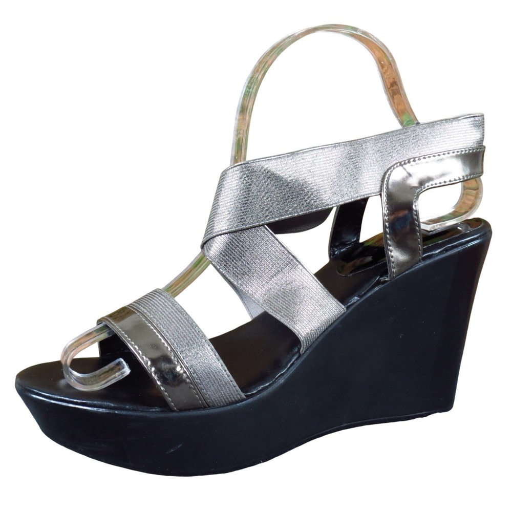 Charles by Charles David Feature Women Platform Sandal 9 Party‎ Silver Metallic
